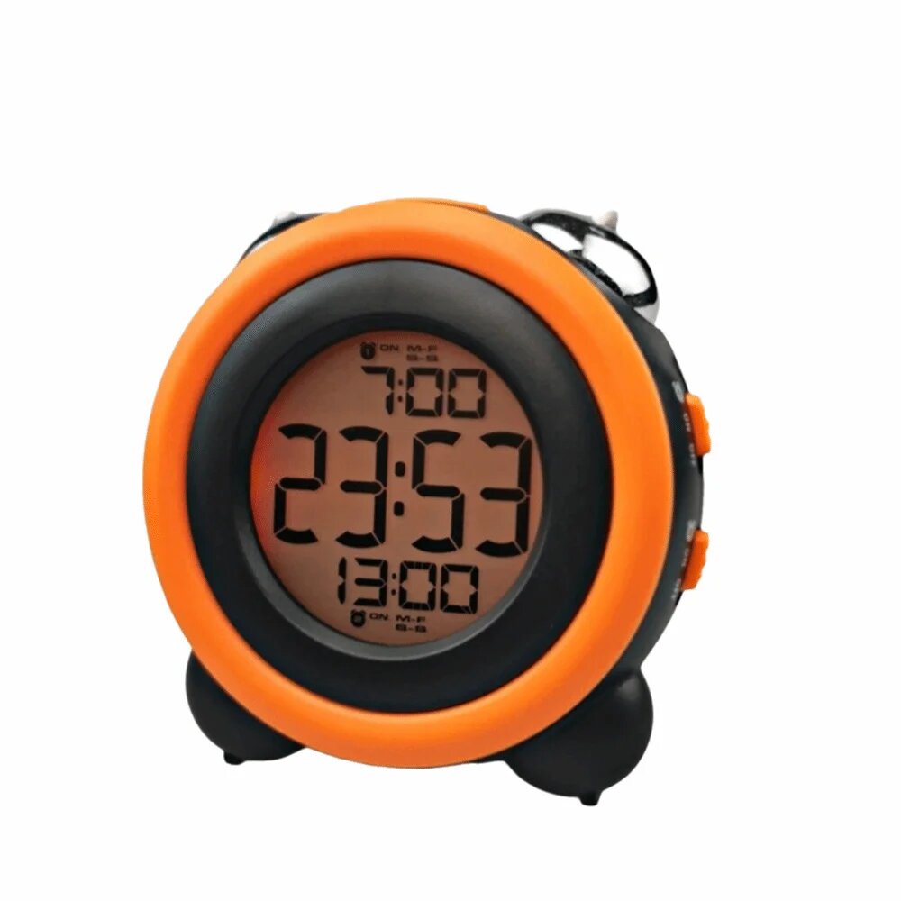Цифровой будильник с двумя колокольчиками Оранжевый Orange