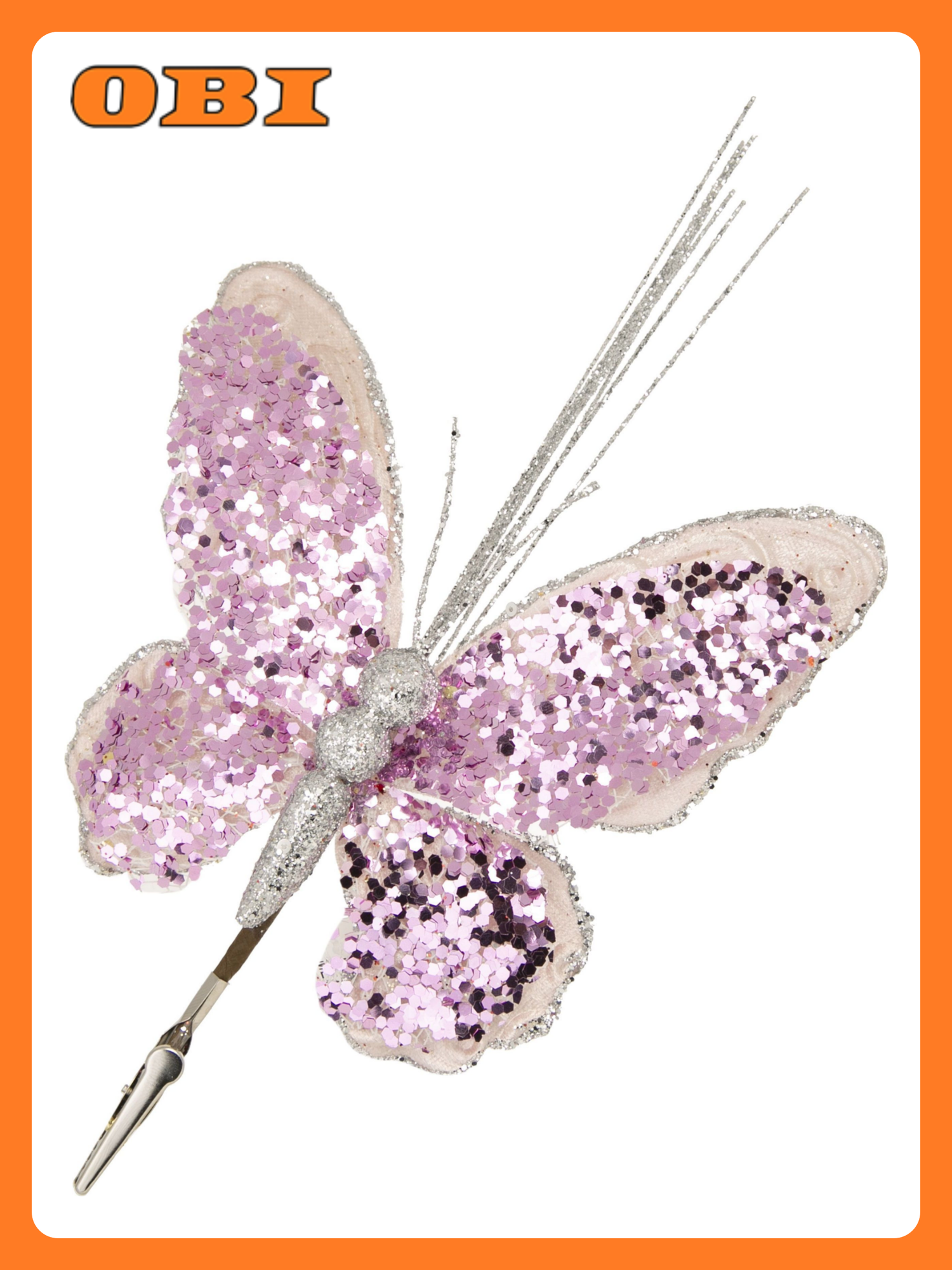 Клипса Бабочка розовая 18x27 см