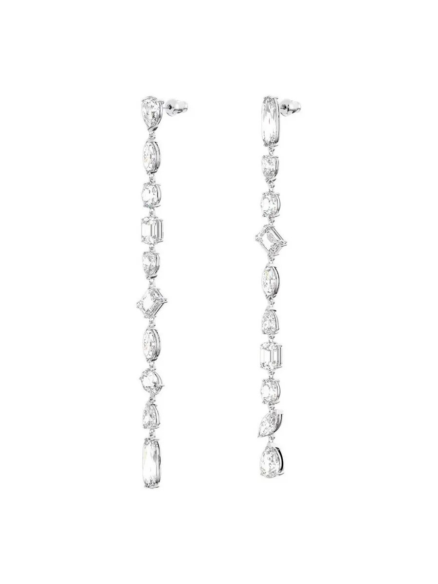 Серьги с подвесками SWAROVSKI, кристаллы Swarovski, размер 12 мм, серебряный, белый