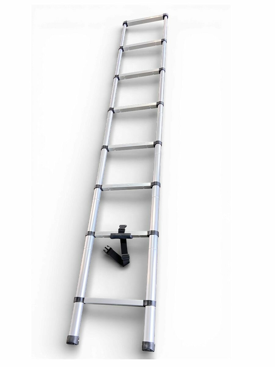 Лестница Техпром SW-T1029, алюминий, телескопическая, нескользящие ножки, 2,9 м — фото 1