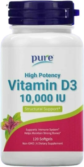 Витамин Д3 10000 МЕ Pure витаминный комплекс d3 для взрослых мужчин и женщин 120 капсул