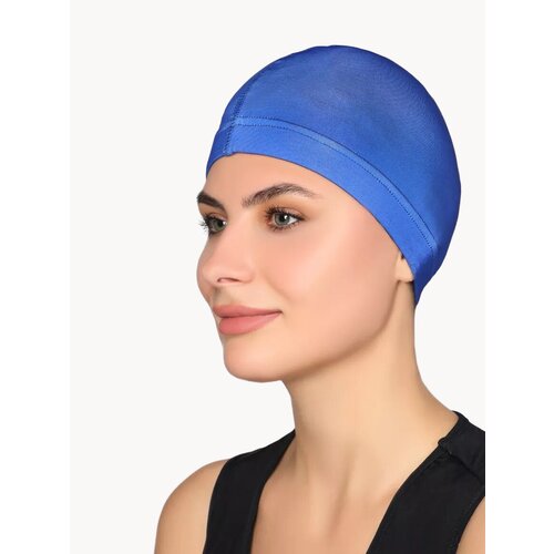 Шапочка для бассейна, водных видов спорта и плавания из микрофибры без логотипа (синий) 57-60