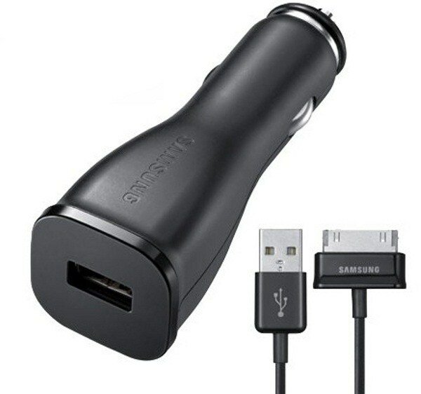 Автомобильное зарядное устройство Samsung ECA-10CBECSTD, USB, 30-pin (Samsung), 2A, черный