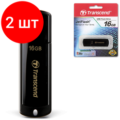 Комплект 2 шт, Флеш-диск 16 GB, TRANSCEND Jet Flash 350, USB 2.0, черный, TS16GJF350