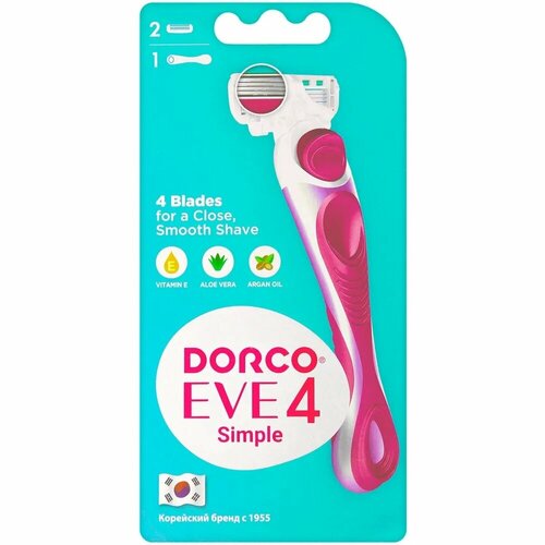 Cтанок для бритья DORCO Eve 4 Simple, женский, 2 сменные кассеты станок для бритья одноразовый женский dorco eve 6 sxa300 1p 6 лезвий 1 шт