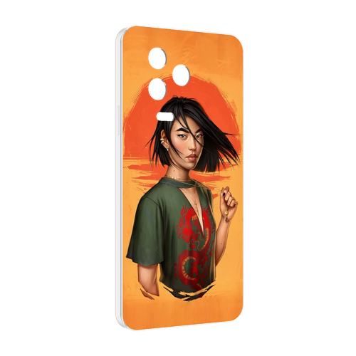 Чехол MyPads девушка-в-оранжевом-фоне женский для Infinix Note 12 2023 (X676C) задняя-панель-накладка-бампер