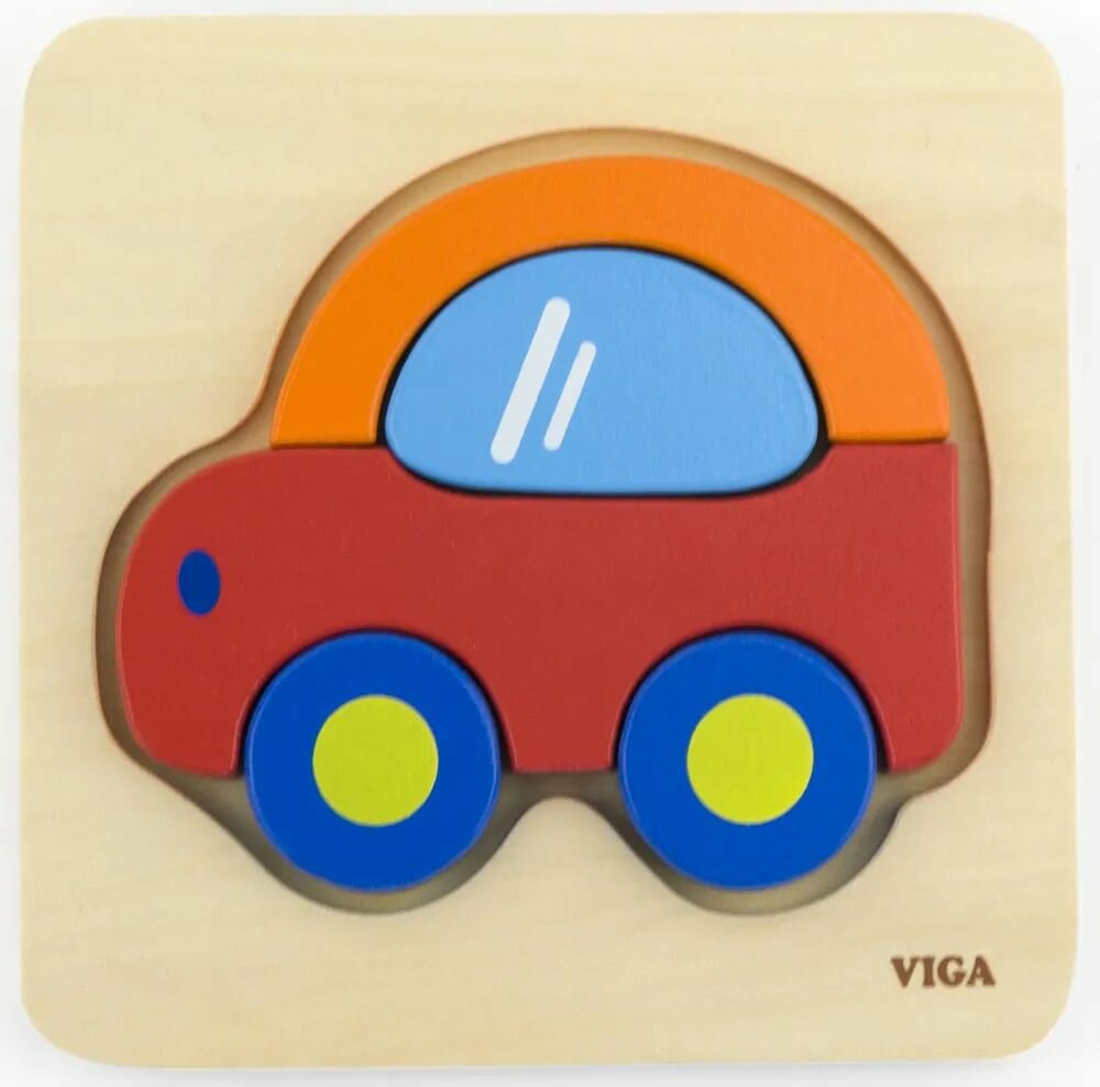 Пазл блочный "Машинка" (5 деталей) в коробке, VIGA 50172