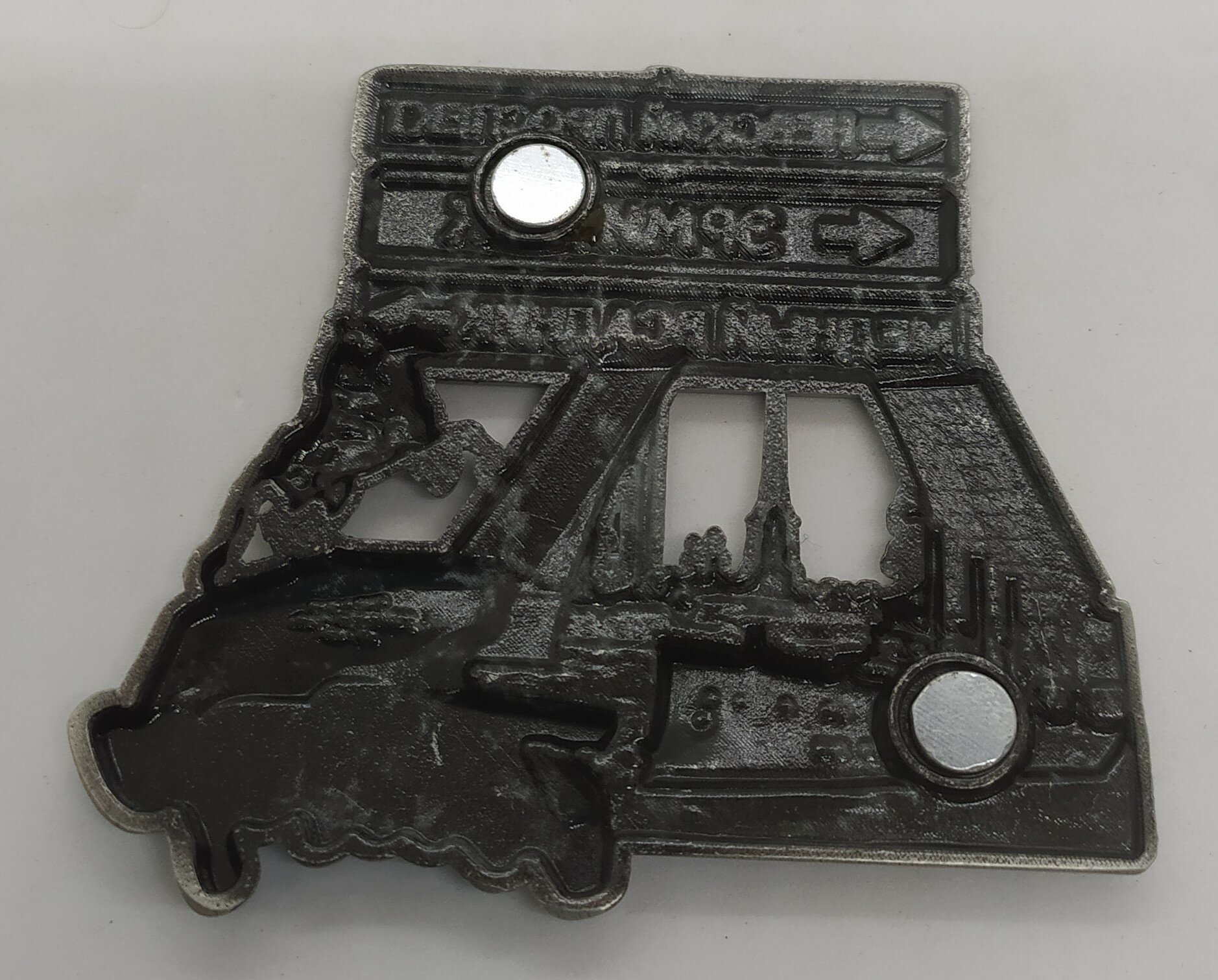 Магнит металлический рельефный "питер, указатель ", цвет бронза — фото 1