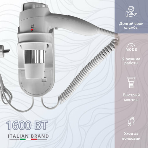 Настенный фен для волос Meyvel с держателем белый MF6-1600 White 2699₽