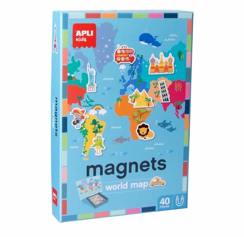 Игра магнитная «Карта мира», Apli Kids, 40 магнитов, 3+, Испания