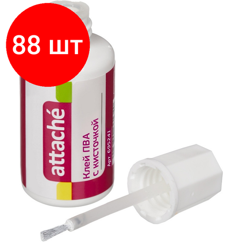 Комплект 88 штук, Клей ПВА Attache 20г с кисточкой