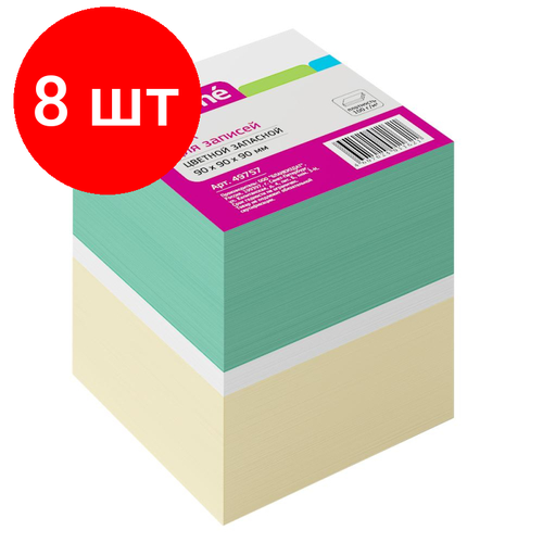 Комплект 8 штук, Блок для записей ATTACHE запасной 9х9х9 цветной блок 80 г комплект 8 штук блок для записей запасной 9х9х9 белый блок