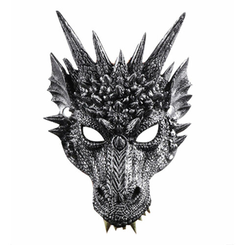 Маска Серебряный дракон на Хэллоуин, маскарад, праздник, вечеринку, косплей