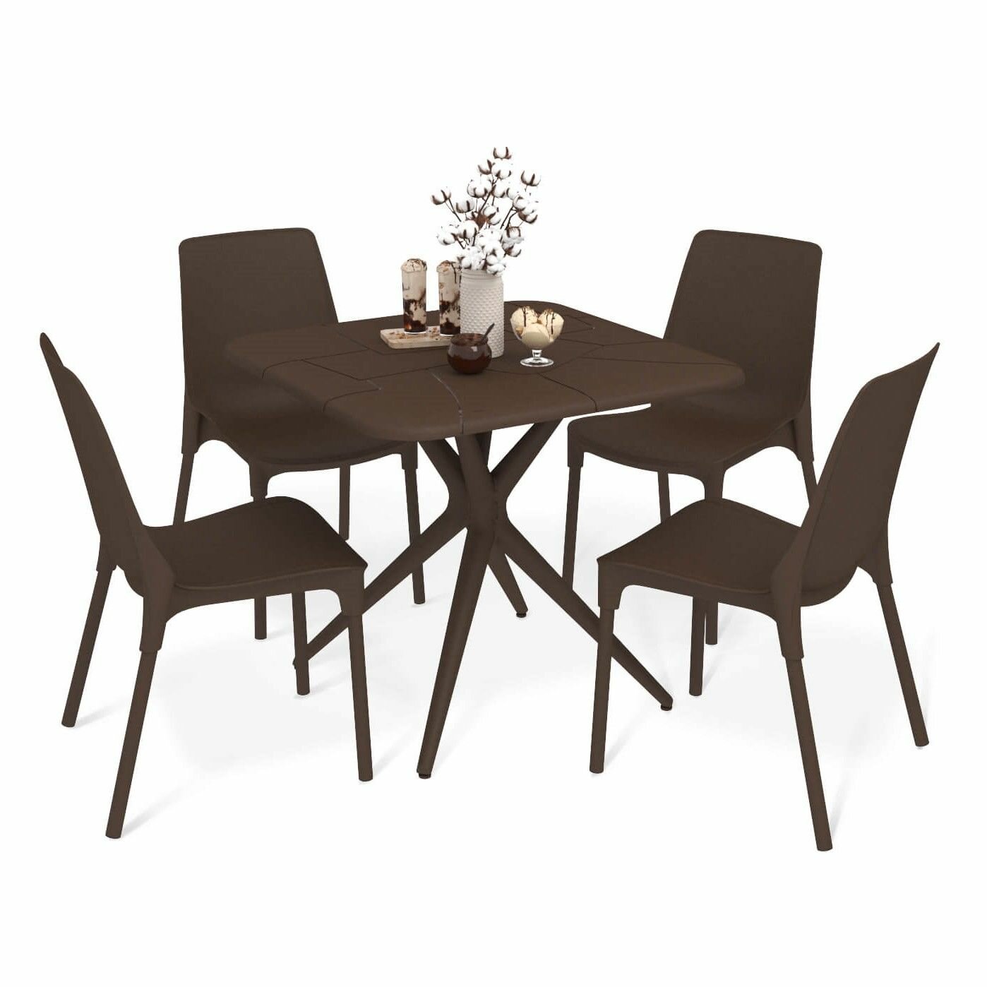 Стол и стулья для кухни стол квадратный и 4 кресла Обеденная группа для кухни стол и стулья набор садовой мебели коричневый