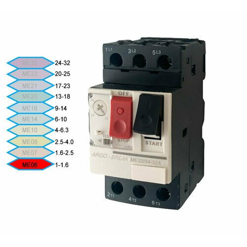 Автоматический выключатель защиты двигателя GV2ME06 1-16 2840₽