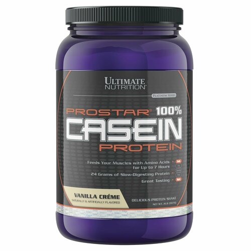 фото Казеиновый протеин ultimate nutrition prostar 100% casein ванильный крем 907 гр