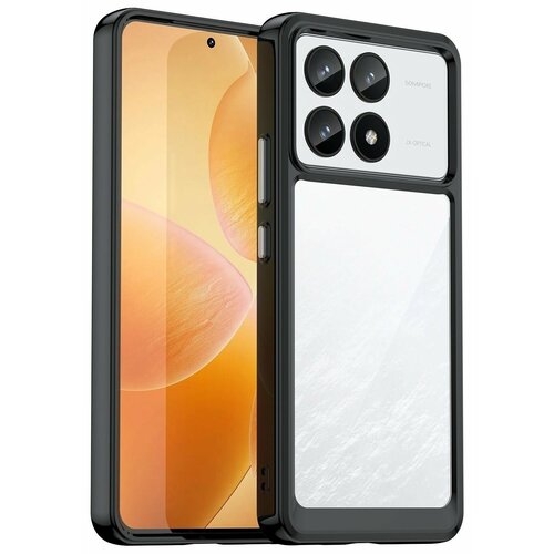 Накладка пластиковая для Poco F6 Pro / Xiaomi Redmi K70 / Xiaomi Redmi K70 с силиконовой окантовкой чёрная