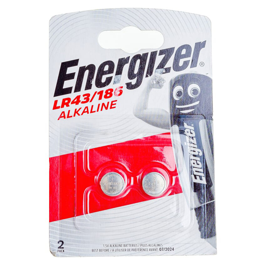 Батарейки щелочные Energizer Alkaline LR43, 186, AG12, 2 шт