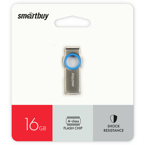 Флеш-накопитель USB 2.0 Smartbuy 16GB MC2 Metal (SB016GBMC2), серый металлик; синий