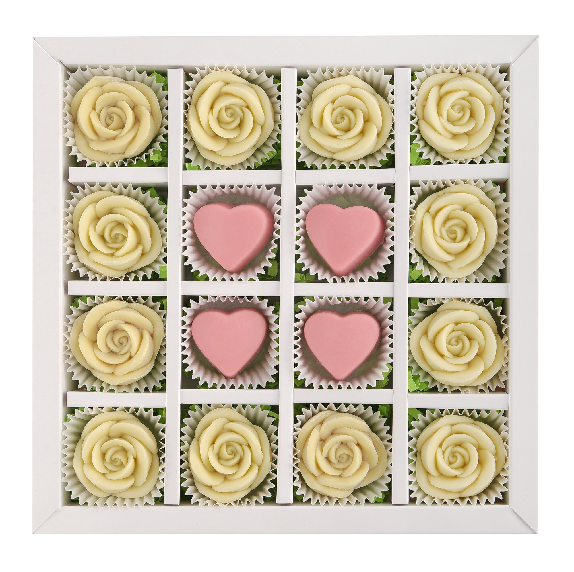 Подарочный набор шоколада B.O.G, белый, ручной работы, в виде роз и сердец, из Бельгийского шоколада, 16 шт.
