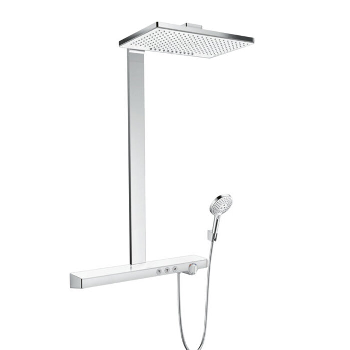 Hansgrohe Rainmaker Select Душевая стойка Showerpipe с верхним душем 2jet, цвет: хром/белый 27109400