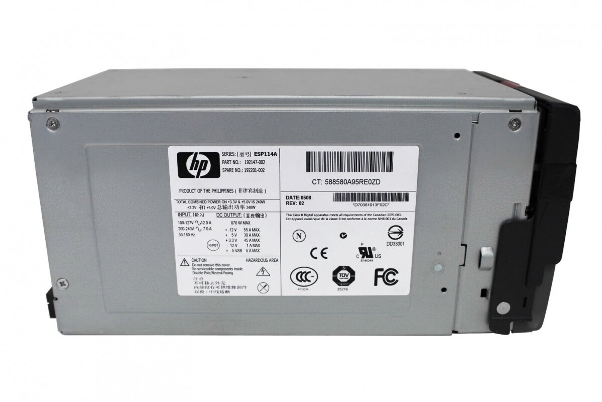 Блок питания HP 192147-002 875W 100-240V для DL580G2/ DL585G1 192201-002