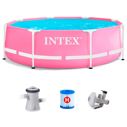 Каркасный бассейн INTEX Metal Frame Pink 28292, 244х76см (фильтр) (розовый)