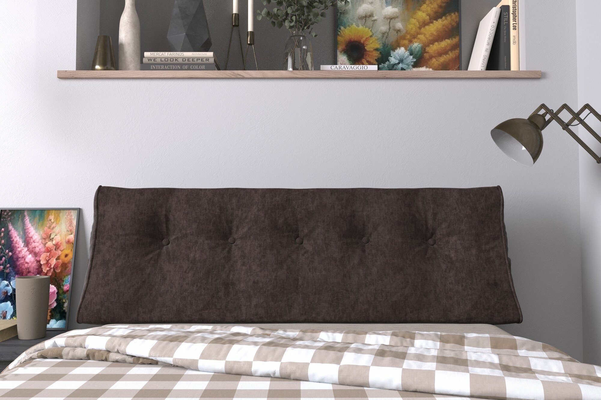 Набивное изголовье-подушка для кровати Mr. Mattress Soft XXL 140x50 Mokko