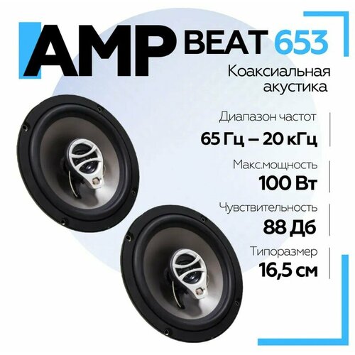 Акустика автомобильная AMP Beat 653 коаксиальная Колонки автомобильные 165 см 2800₽