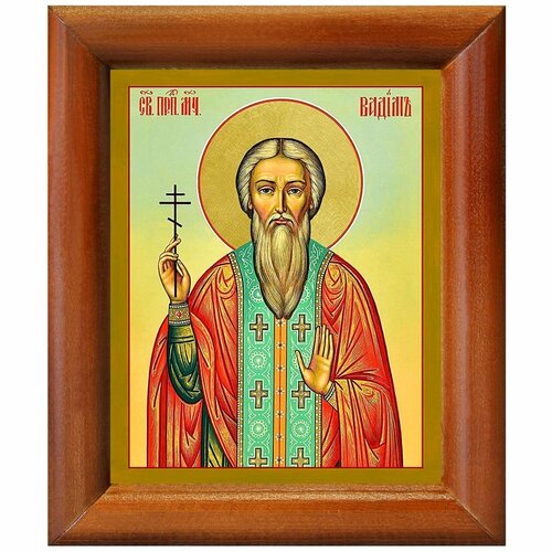 Преподобномученик Вадим Персидский, икона в деревянной рамке 8*9,5 см