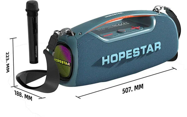 Портативная Беспроводная Bluetooth Колонка Hopestar A60, 100W / Караоке Система / Беспроводной Микрофон / Синяя