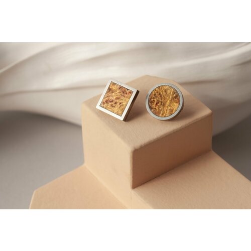 Серьги Медведик Арт, дерево, коричневый, желтый