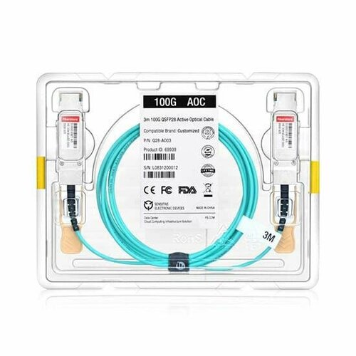 аксессуар fs 15m 49ft mellanox mfa1a00 c015 compatible 100g qsfp28 active optical cable Кабель QSFP28 Fs Q28-AO10