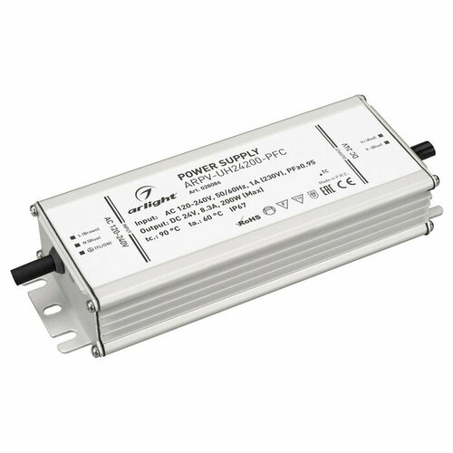 Блок питания ARPV-UH24200-PFC (24V, 8.3A, 200W) (Arlight, IP67 Металл, 7 лет)