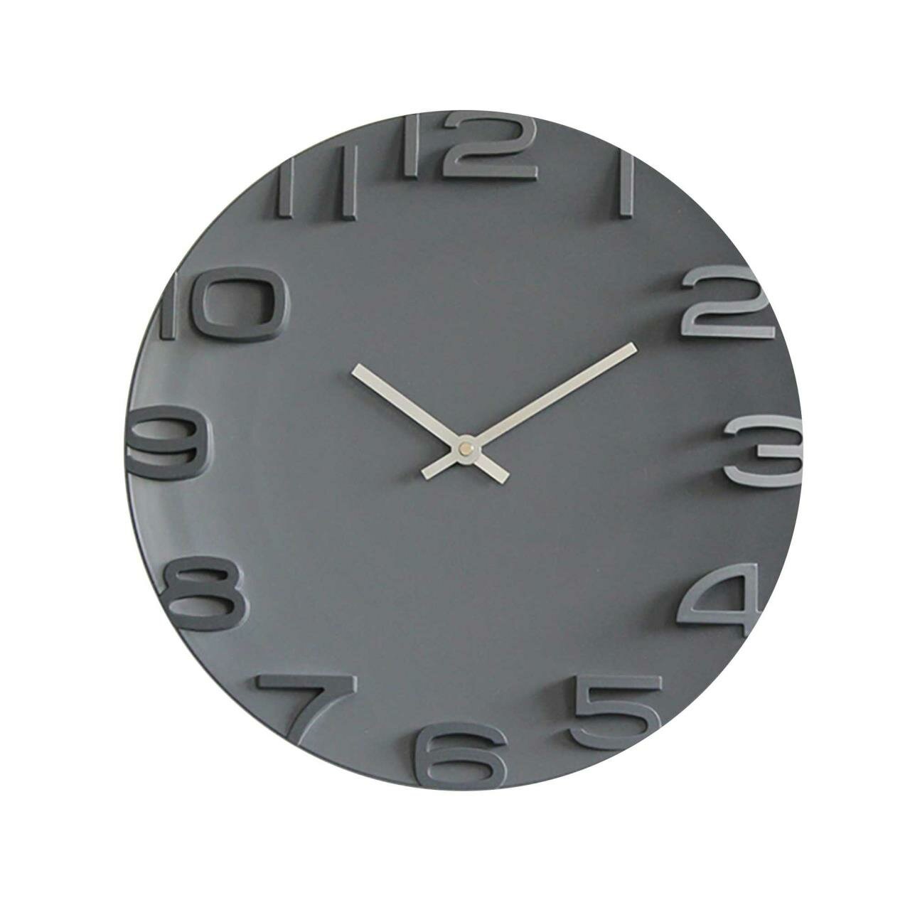 PL200925 Часы настенные, круглые, цвет корпуса серый, пластик, Ø35см, источник питания 1 батарейка А