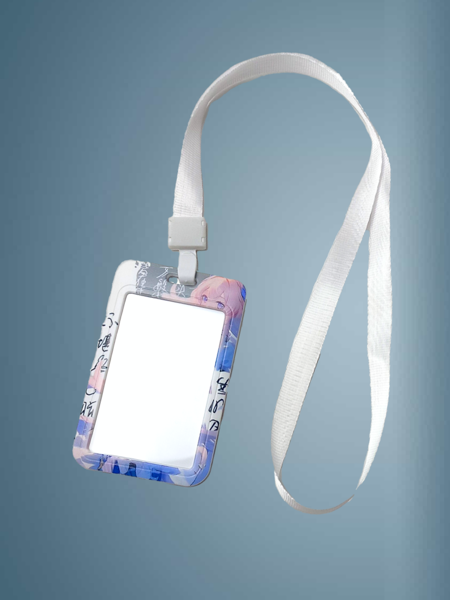 Чехол для бейджа Melody, на ленте, пластик, вертикальное крепление, розово/голубой — фото 1