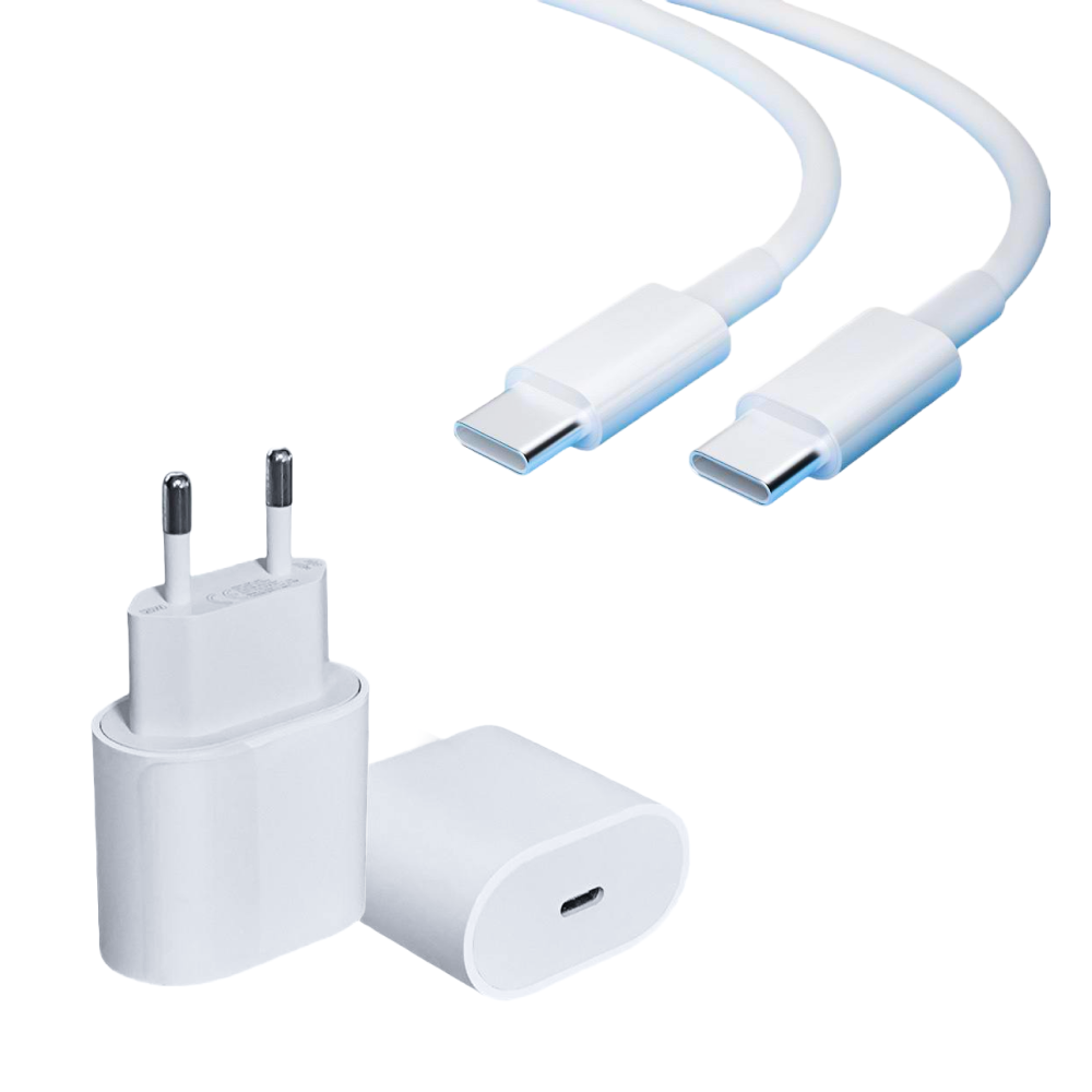 Зарядное устройство для iPhone 15, iPhone 15 Plus, iPhone 15 Pro, iPhone 15 Pro Max / Адаптер питания 35W + кабель USB Type-C - USB Type-C в комплекте