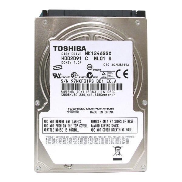 Жесткий Диск Toshiba MK1246GSX 120Gb SATAII 2,5" HDD