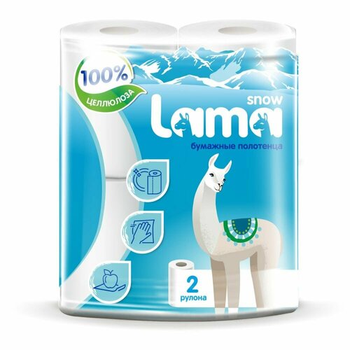 Бумажные полотенца Snow Lama, 2сл, 2рул, белые полотенца бумажные melia soft 15м 2сл 2рул 60л