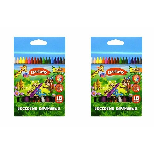 Creativiki Набор восковых мелков круглые 18 цветов 2 уп 373₽