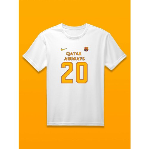 Футболка Барселона номер 20, размер 4XL, белый