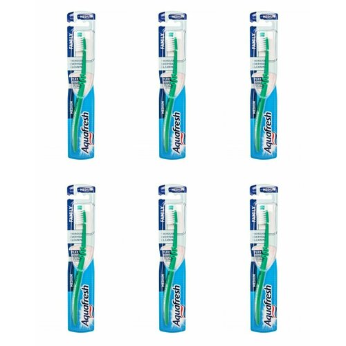 Aquafresh Зубная щетка Family Standart, средняя жесткость, 6 шт.