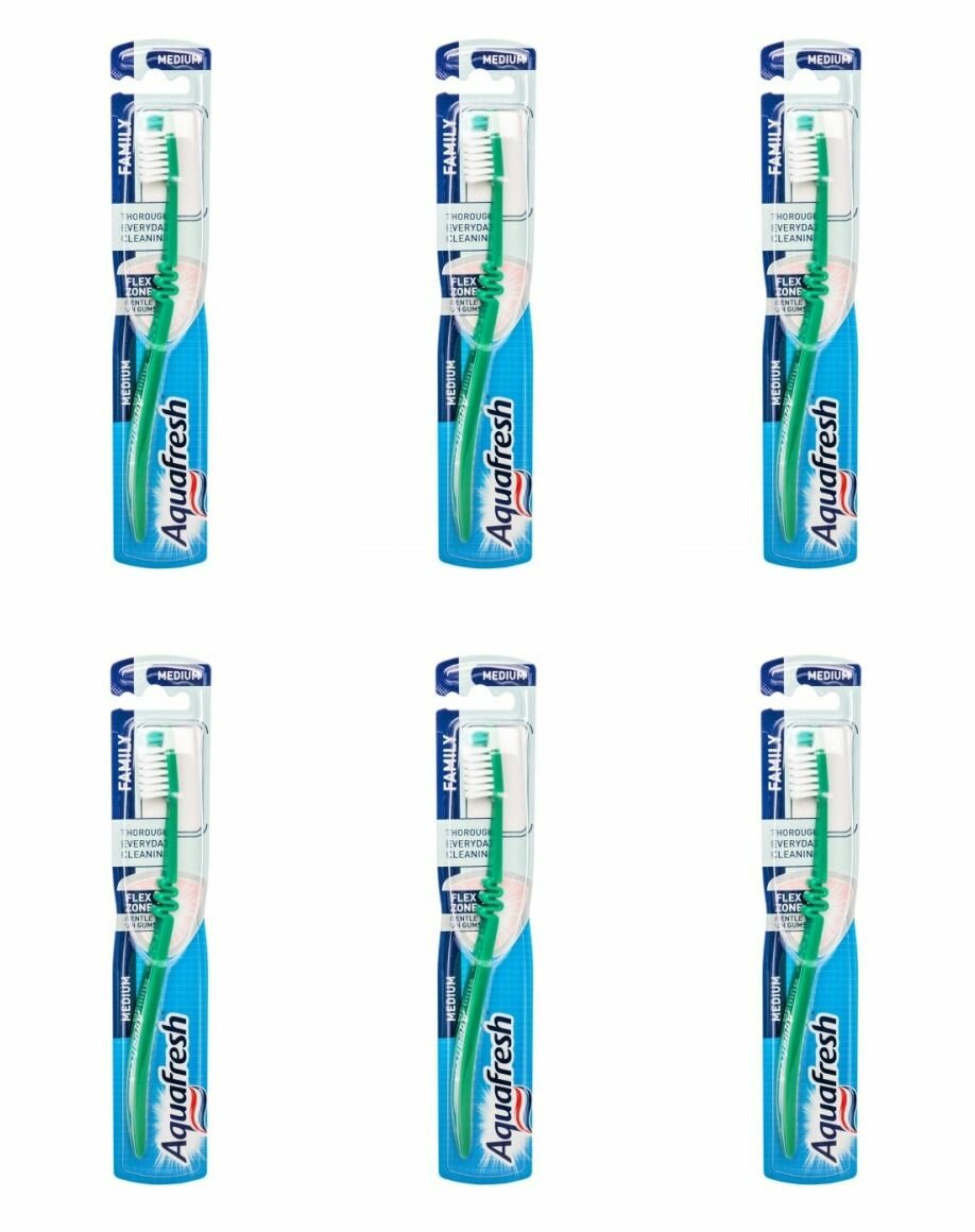 Aquafresh Зубная щетка Family Standart, средняя жесткость, 6 шт.