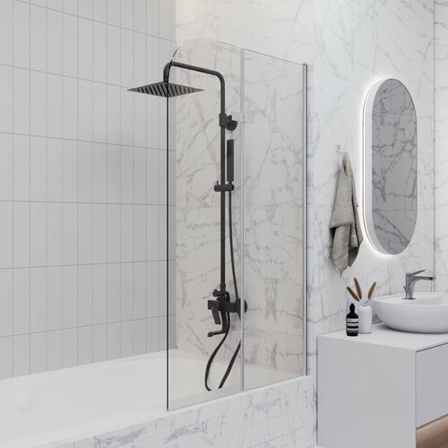 Душевая шторка на ванну Enio Binario EN7020510 100x140 профиль хром стекло прозрачное складная 17250₽