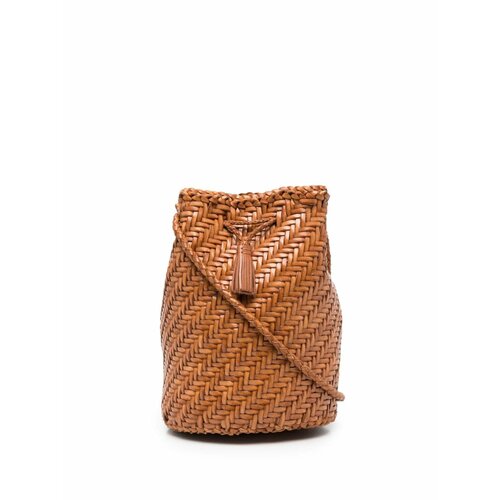 Сумка ведро Dragon Diffusion, фактура плетеная, коричневый