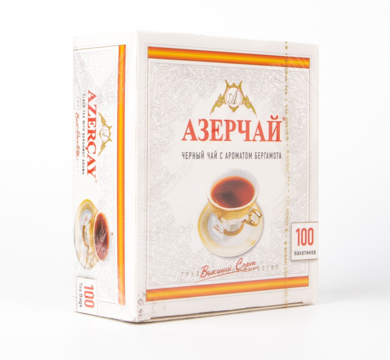 Чай Азерчай черный байховый с бергамотом 200г (2г*100пак), 2 упаковки