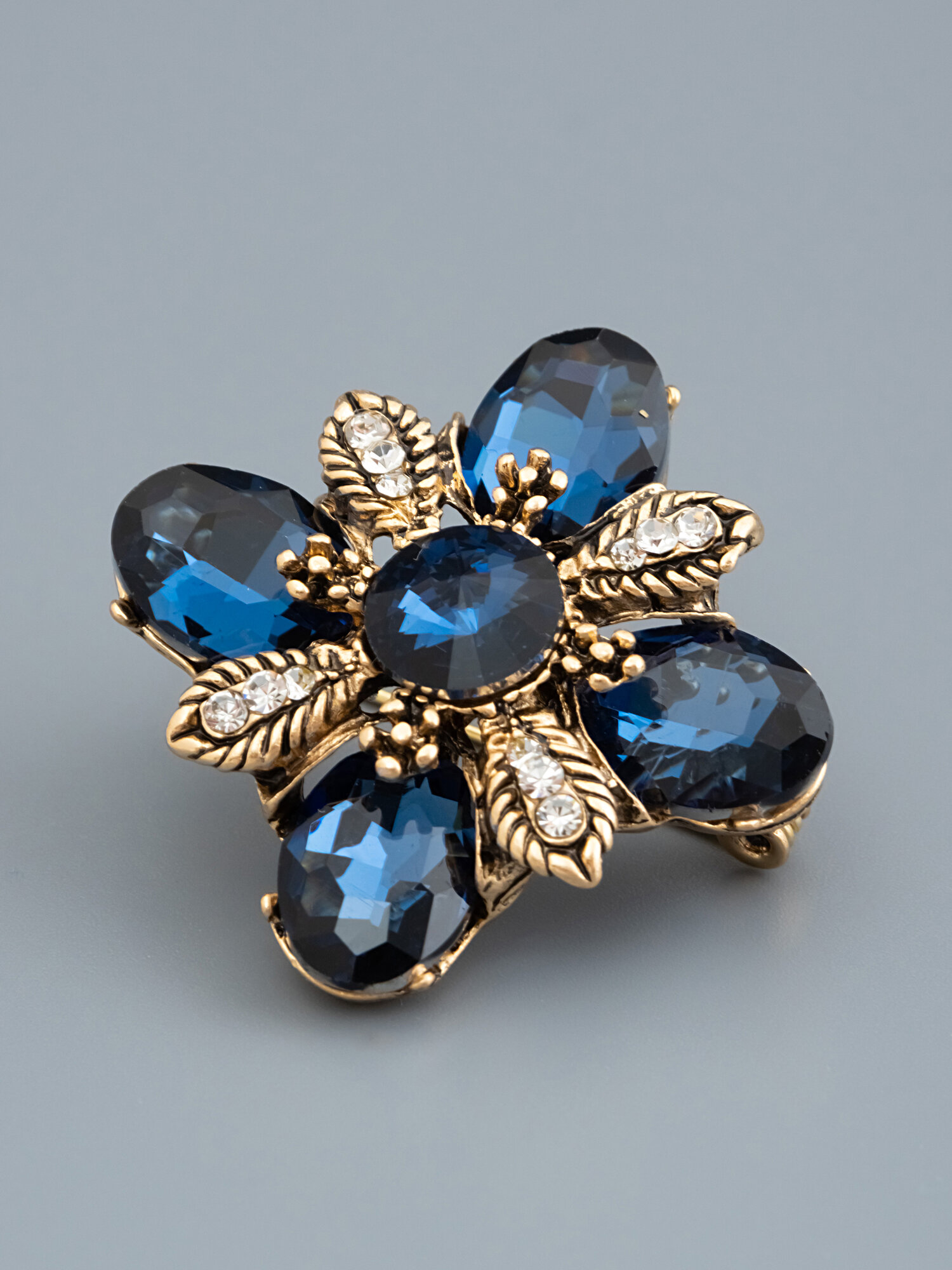 Брошь ЖемАрт, кристалл, синий — фото 1