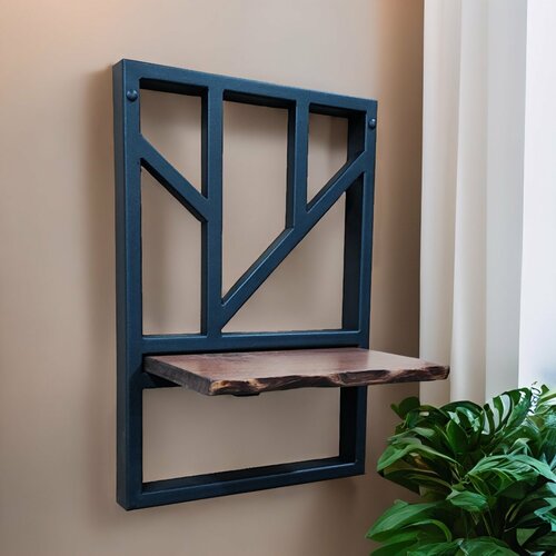 Настенная полка из натурального дерева и стали в стиле Лофт 35*22*50(В)см