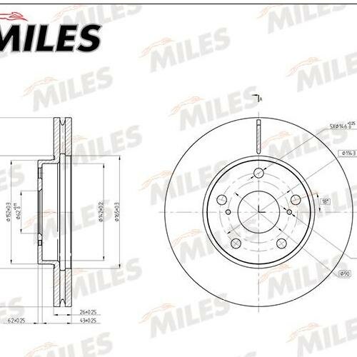 Диск тормозной передний D=277мм Toyota AURIS/COROLLA E15/E18 (Trw DF6679) K001644 miles 1шт