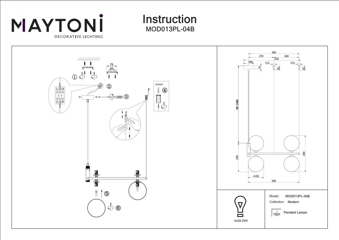 Люстра подвесная Maytoni MOD013PL-06W Hoff - фото №18